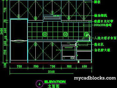 Kitchen CAD plane and elevation 86